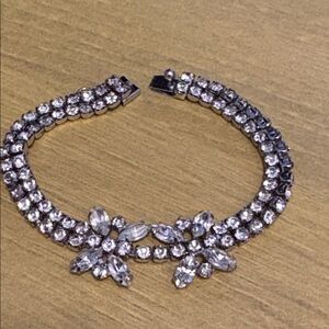 Vintage art, deco, crystal bracelet, silver tone